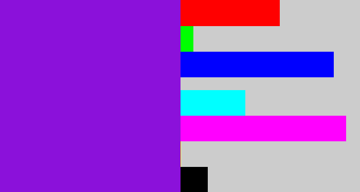 Hex color #8b11da - violet