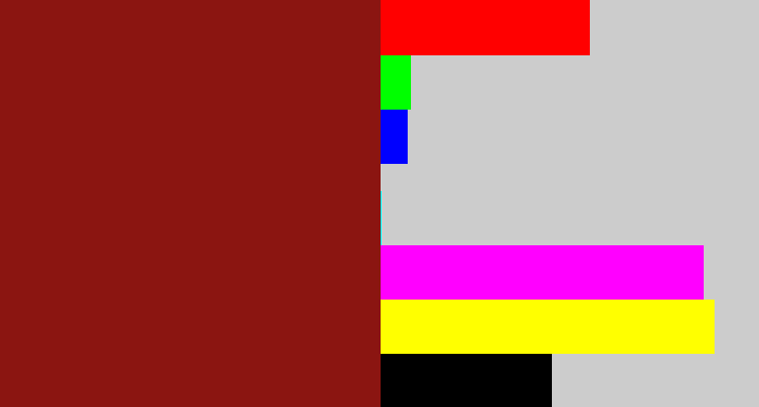 Hex color #8b1511 - brick red