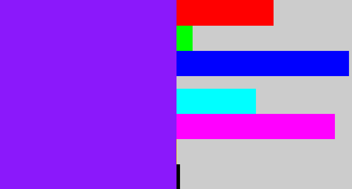 Hex color #8b18fb - violet