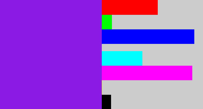 Hex color #8b1ae7 - violet