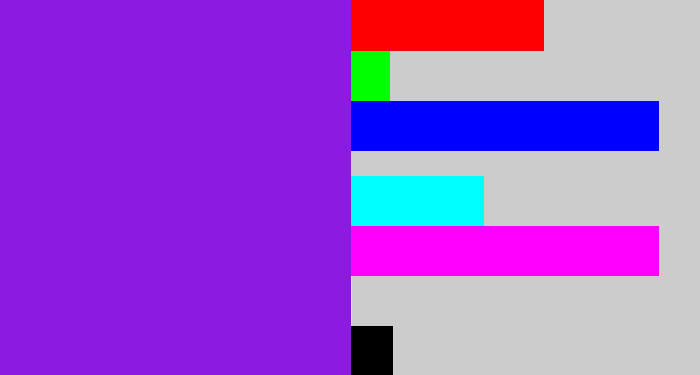 Hex color #8b1be0 - violet