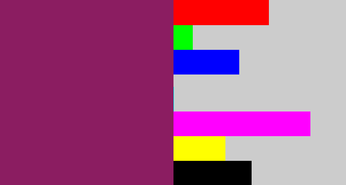 Hex color #8b1d61 - reddish purple