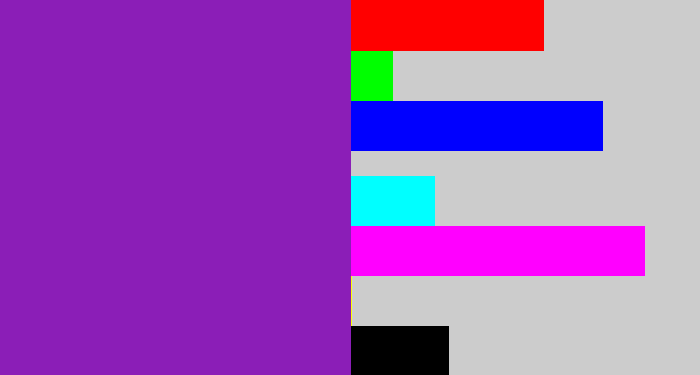 Hex color #8b1eb7 - purple