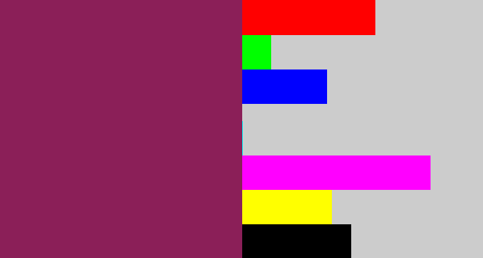 Hex color #8b1f58 - reddish purple