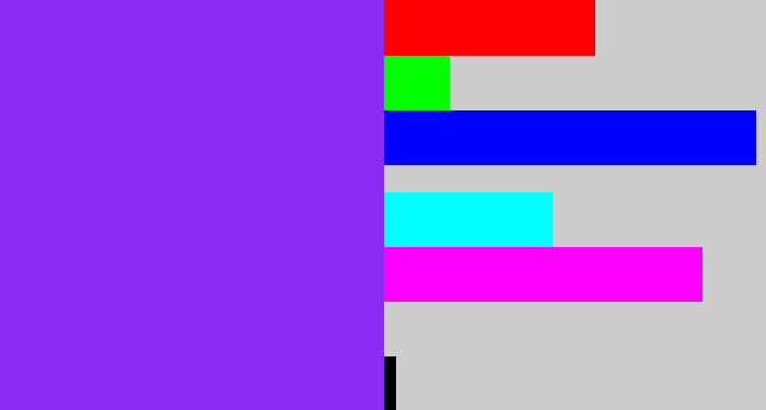 Hex color #8b2bf8 - electric purple