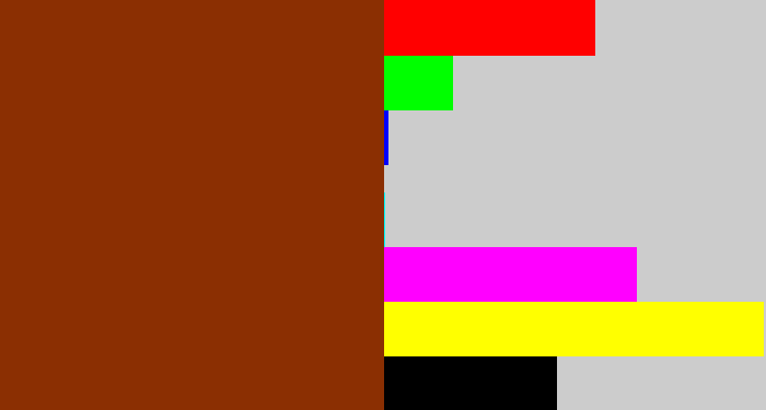 Hex color #8b2f02 - rust brown