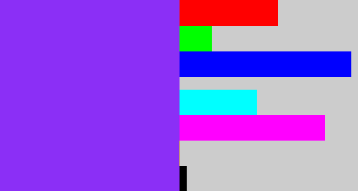 Hex color #8b2ff6 - bluish purple