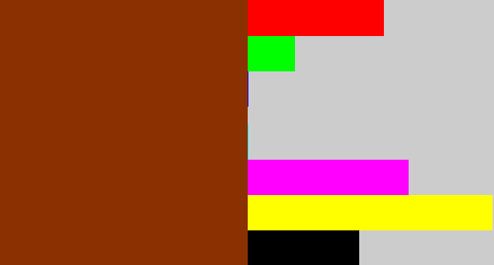 Hex color #8b3001 - rust brown
