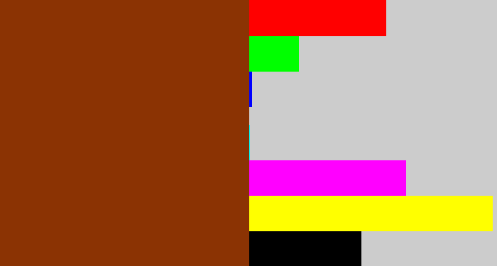 Hex color #8b3303 - rust brown