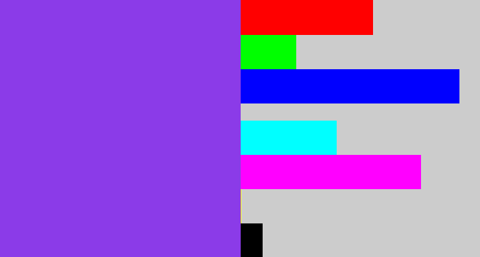 Hex color #8b3be8 - bluish purple
