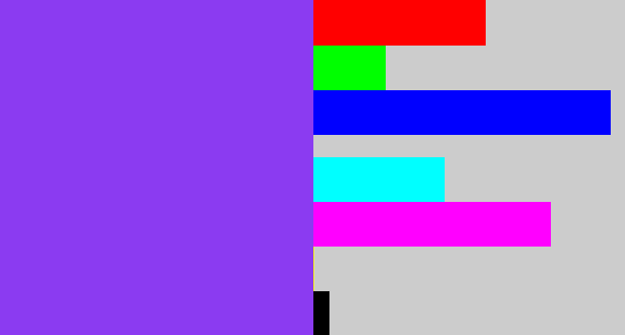 Hex color #8b3bf1 - bluish purple