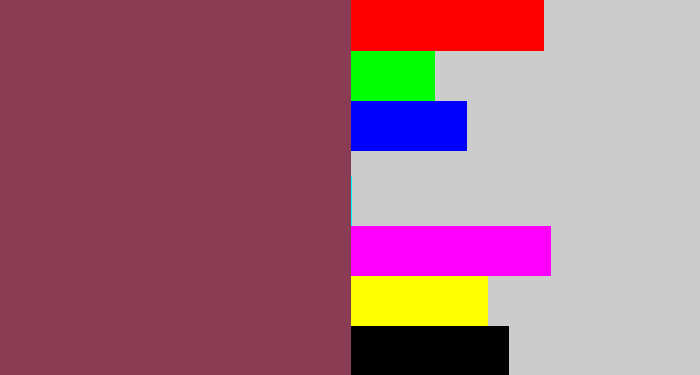 Hex color #8b3c55 - dark mauve