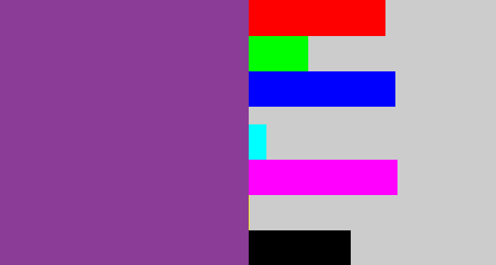 Hex color #8b3c96 - warm purple