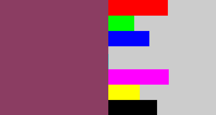 Hex color #8b3d62 - dark mauve