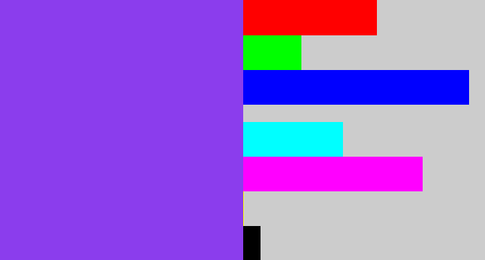 Hex color #8b3ded - purpley