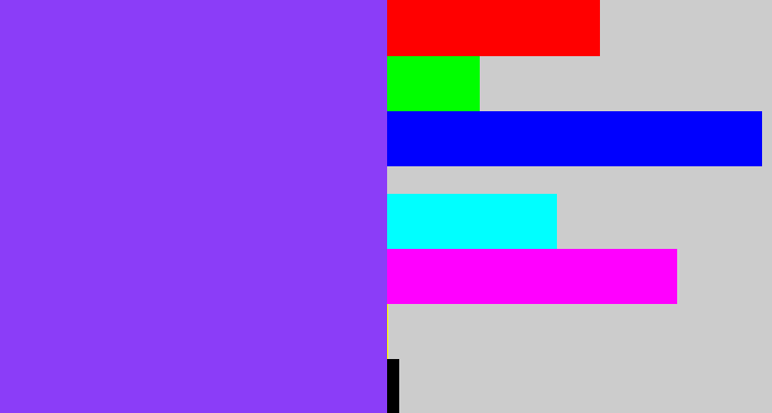 Hex color #8b3df8 - bluish purple