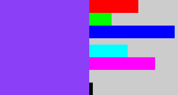 Hex color #8b3ff6 - purpley