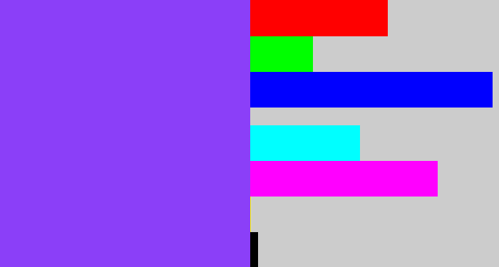 Hex color #8b3ff8 - purpley
