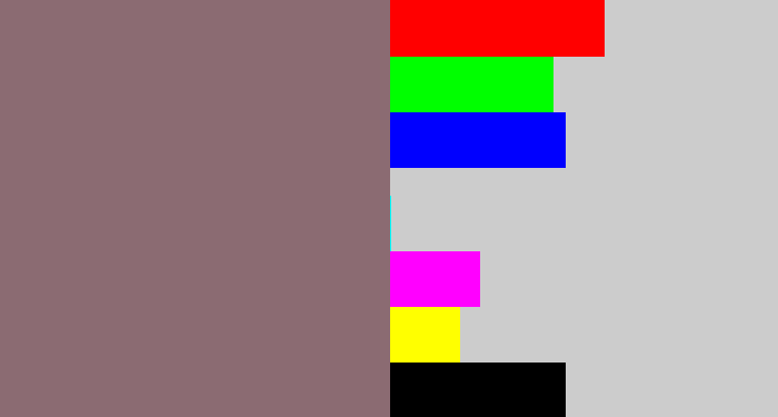 Hex color #8b6b72 - reddish grey