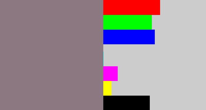Hex color #8b7880 - purple grey