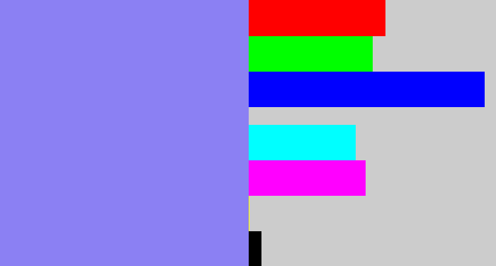 Hex color #8b80f3 - lavender blue