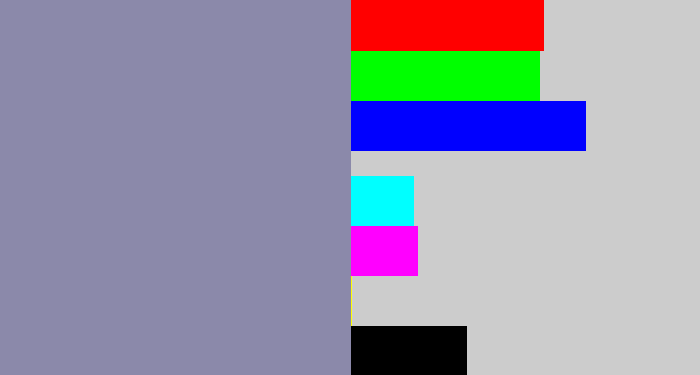 Hex color #8b89aa - blue/grey