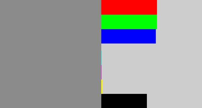 Hex color #8b8b89 - warm grey