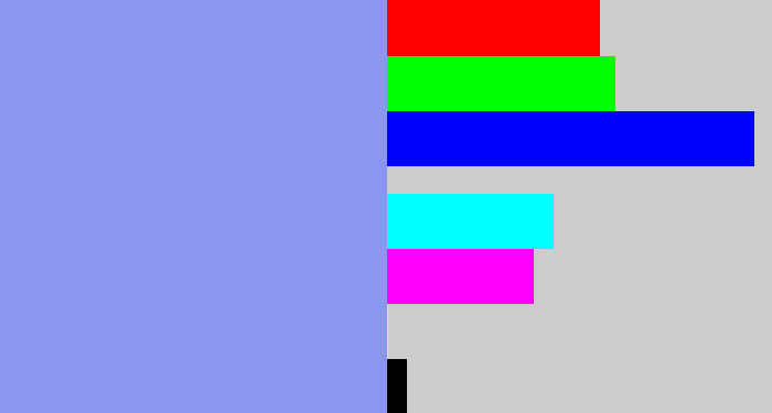 Hex color #8b96f2 - periwinkle blue