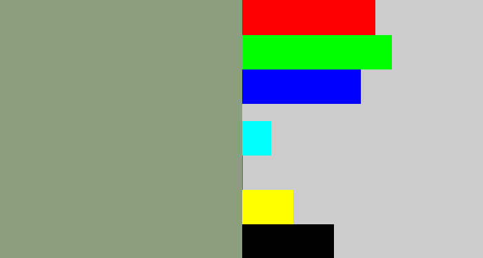 Hex color #8b9e7d - grey/green