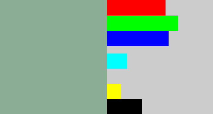 Hex color #8bac95 - greenish grey