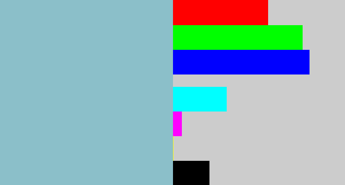 Hex color #8bbfc9 - light grey blue