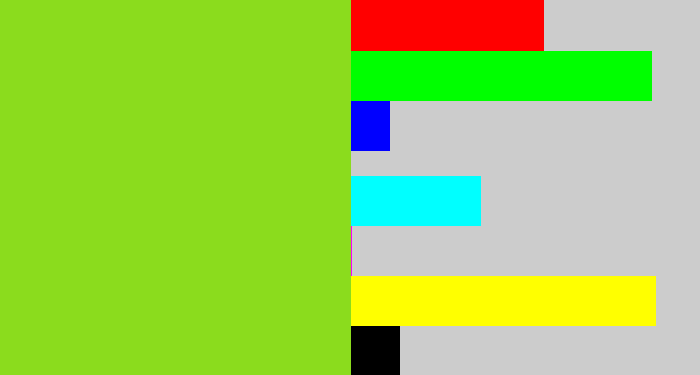 Hex color #8bdc1d - apple green