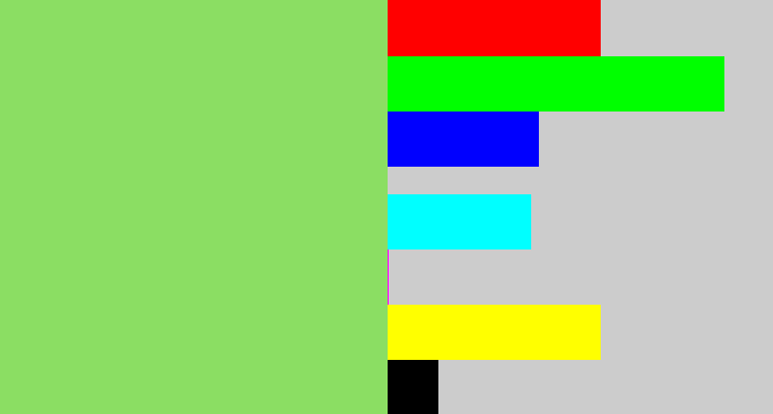 Hex color #8bde63 - light grass green