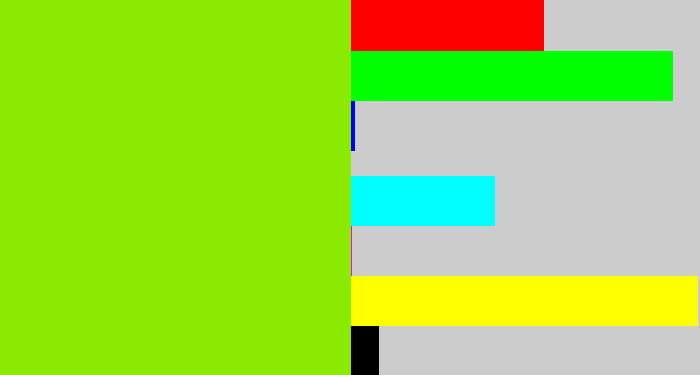 Hex color #8bea02 - bright lime