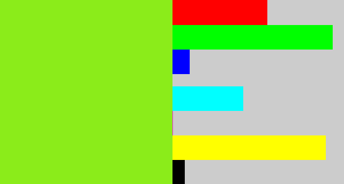Hex color #8bec1a - acid green