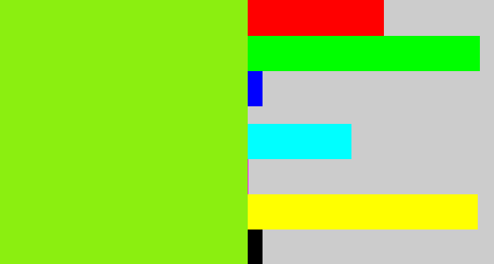 Hex color #8bef10 - acid green