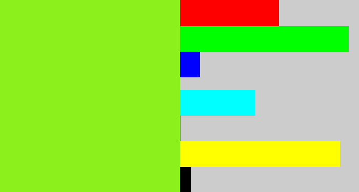 Hex color #8bf01b - acid green