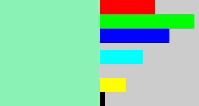 Hex color #8bf2b3 - light sea green