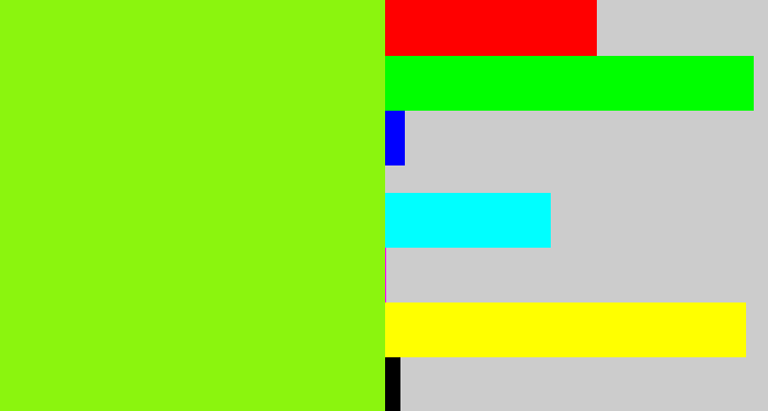 Hex color #8bf50e - acid green