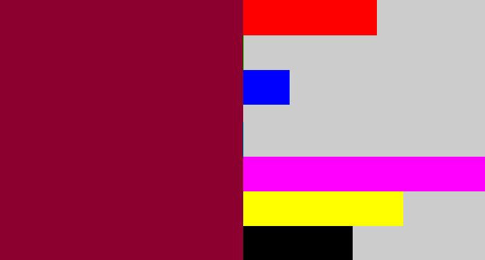 Hex color #8c0030 - red wine