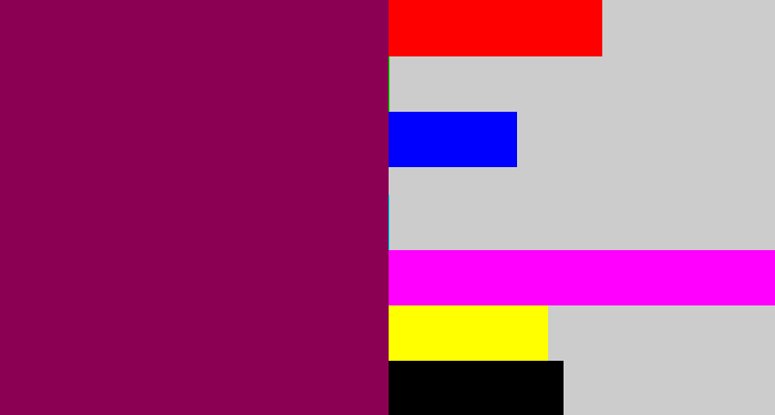 Hex color #8c0053 - dark magenta