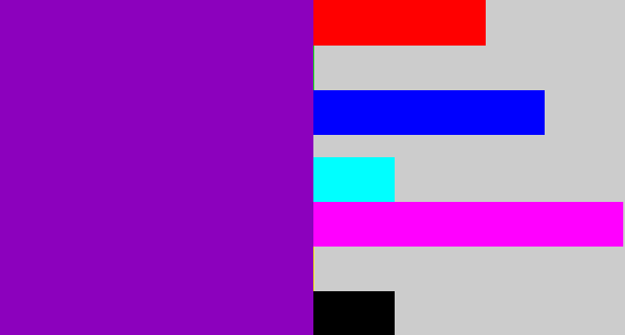 Hex color #8c01bd - barney purple