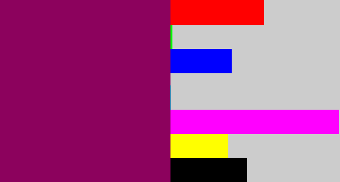 Hex color #8c025d - dark magenta