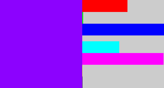 Hex color #8c02fe - vivid purple