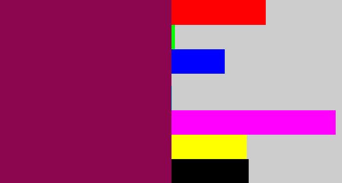 Hex color #8c064f - reddish purple