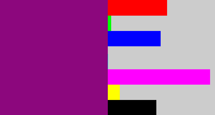 Hex color #8c077d - red violet