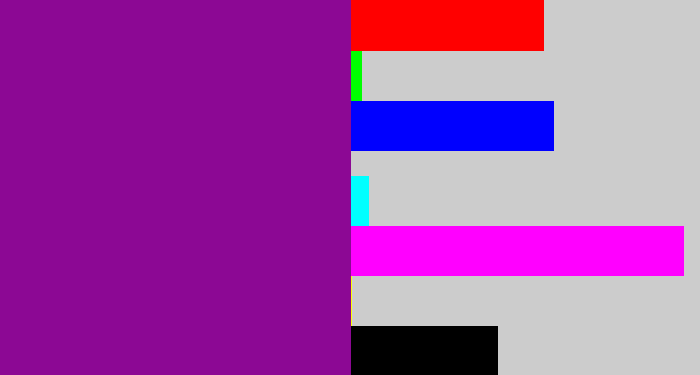 Hex color #8c0894 - barney purple