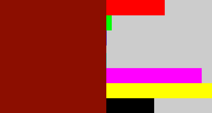 Hex color #8c0e00 - brick red