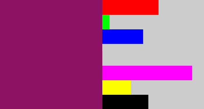 Hex color #8c1165 - reddish purple