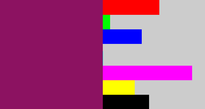 Hex color #8c1261 - reddish purple
